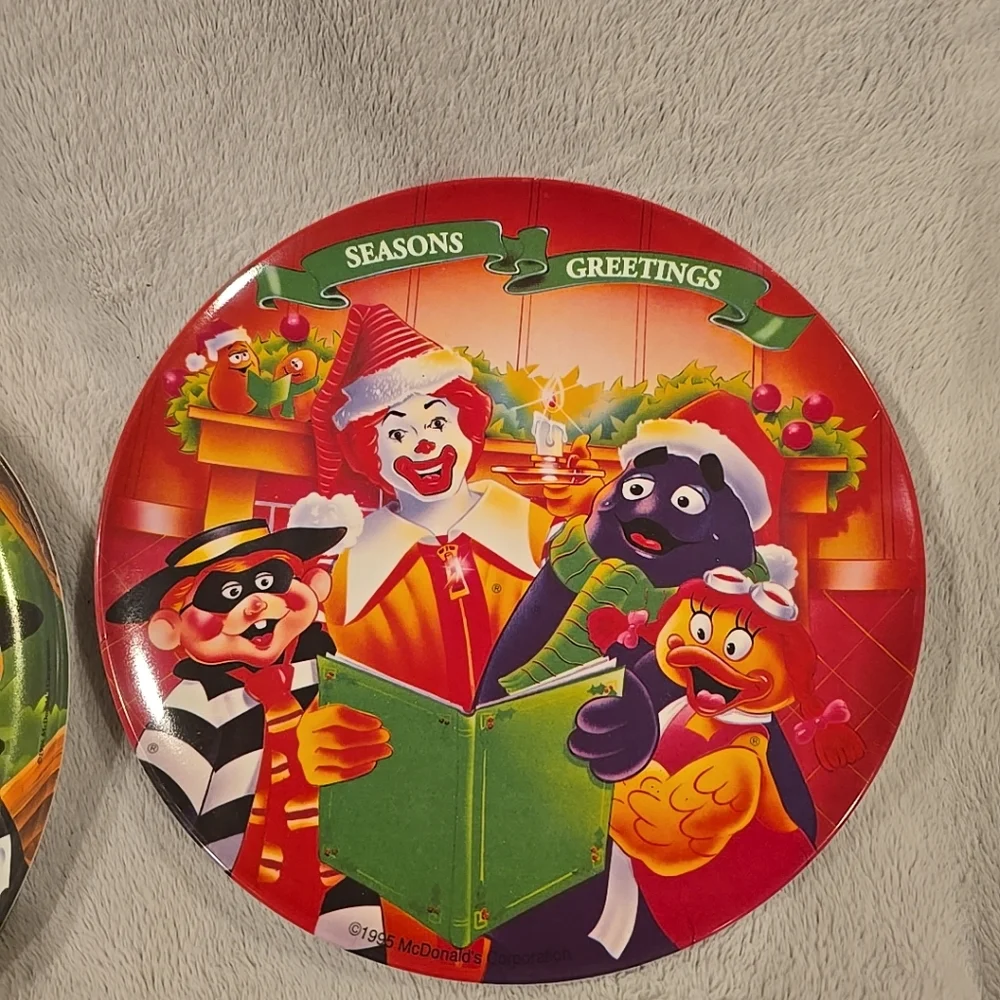 Vintage‎ McDonalds Melamine Plates Set of 2 Ronald Hamburglar 1995 Holiday Zoo